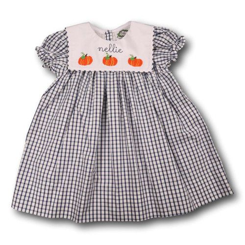 Navy Windowpane Pumpkin Dress | Cecil and Lou