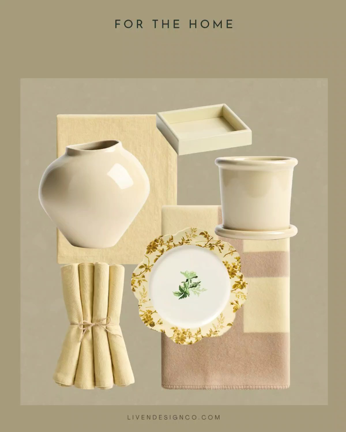 Pale yellow home decor. Spring decor. Ceramic glossy vase. Floral dinner plates. Easter dining. Planter pot. Throw blanket. Linen napkins. Linen tablecloth 

#LTKSpringSale #LTKSeasonal #LTKHome