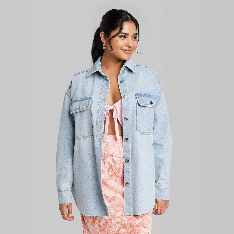 Women's Denim Shacket - Wild Fable™ Light Wash | Target