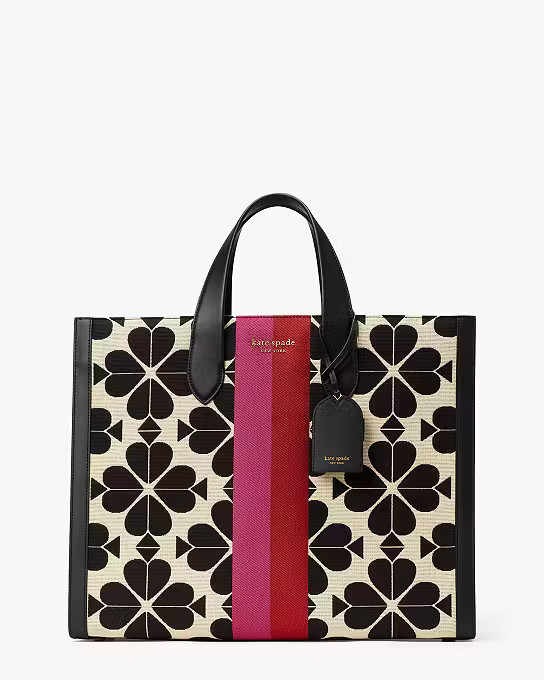 Oversized Spade Flower Jacquard Stripe Manhattan Large Tote | Kate Spade (US)