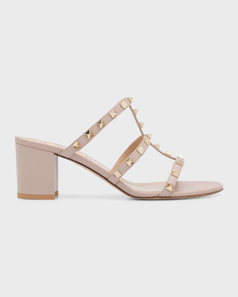 Valentino Garavani Rockstud Caged 60mm Slide Sandals | Neiman Marcus