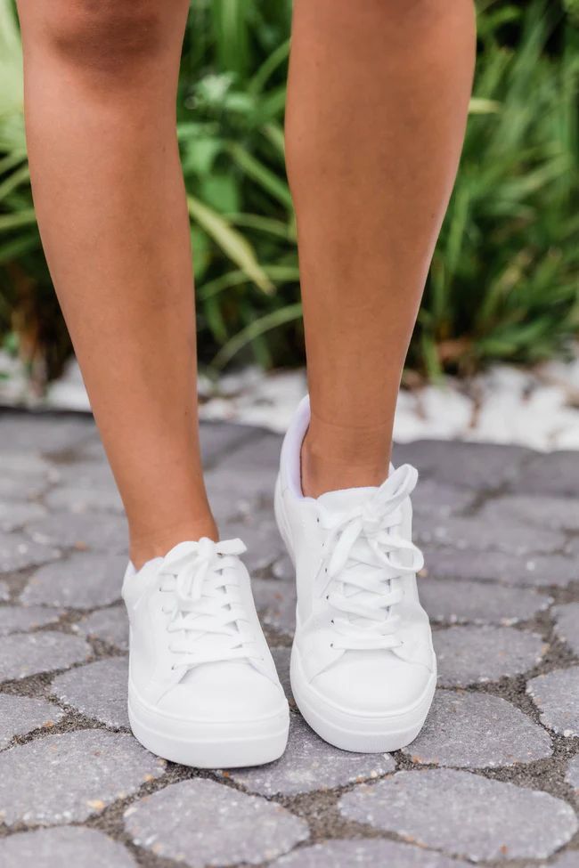 The Jenny Solid Sneakers White | The Pink Lily Boutique