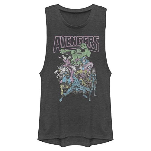 Marvel Classic Avengers Band Tee Women's Muscle Tank, Charcoal, XX-Large | Amazon (US)