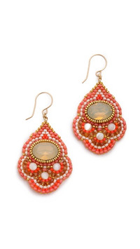 Click for more info about Miguel Ases Beaded Quartz Earrings - Orange Multi