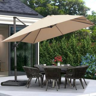 PURPLE LEAF 10 ft. Square Aluminum UV-Resistant Outdoor Cantilever Offset 360\u00b0 Rotation Pati... | The Home Depot