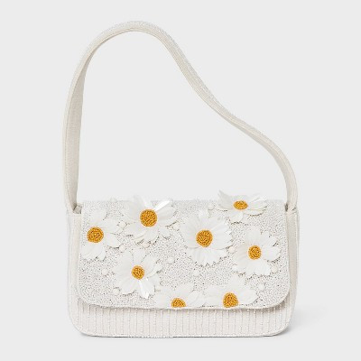 Daisy Embellished Beaded Flap Shoulder Bag - A New Day™ White | Target