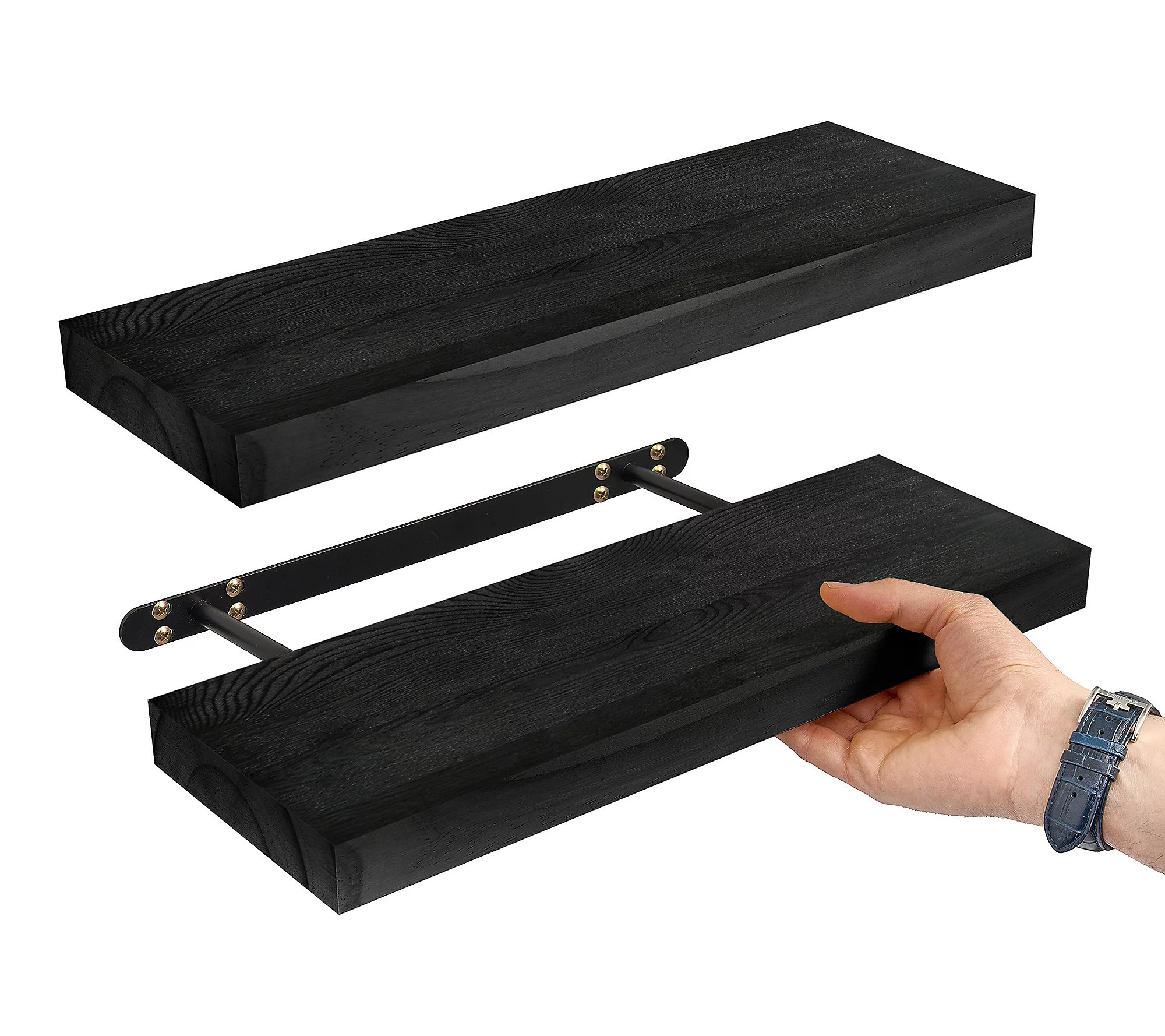 Sorbus Wood Floating Shelves for Wall - 16"" Sol id Wood, 2 Pcs | QVC