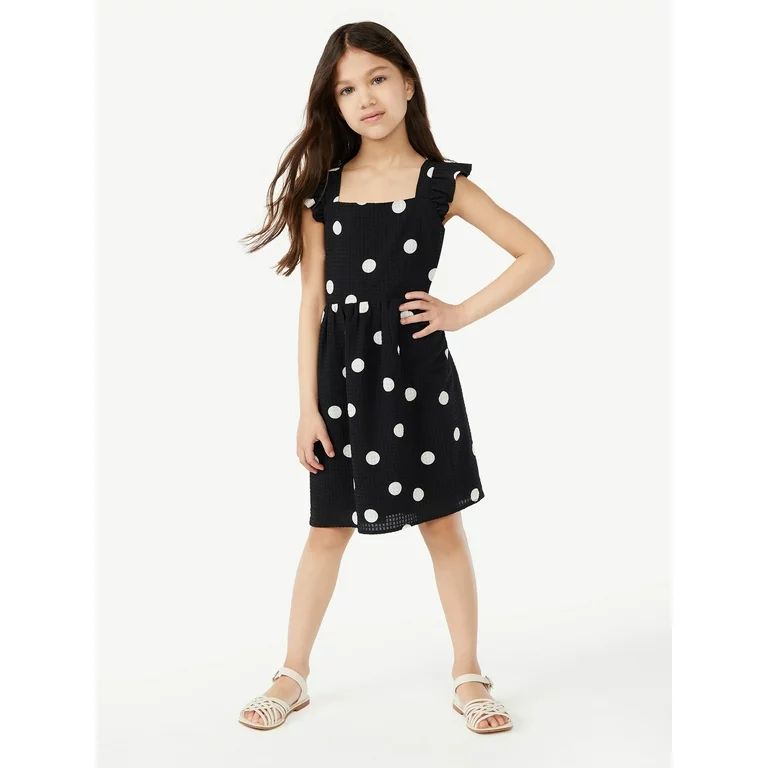 Scoop Girls Mommy & Me Polka Dot Dress with Flutter Sleeves, Sizes 4-12 - Walmart.com | Walmart (US)