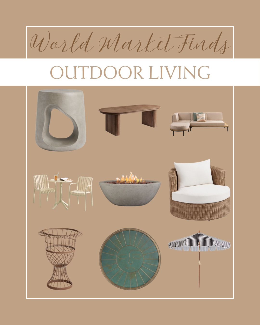 World Market outdoor finds for a layered, eclectic patio vibe 🌿✨ Think global-inspired textures, warm tones, and unique pieces that elevate outdoor living.

#WorldMarket #OutdoorLiving #PatioInspo #EclecticDecor #GlobalStyle #BackyardInspo #OutdoorDecor #BohoOutdoor #UniqueFinds #LTKhome

#LTKSeasonal #LTKSaleAlert #LTKHome