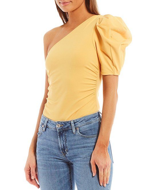 Free PeopleSomethin' Bout You One Shoulder Short Puff Sleeve Bodysuit | Dillards