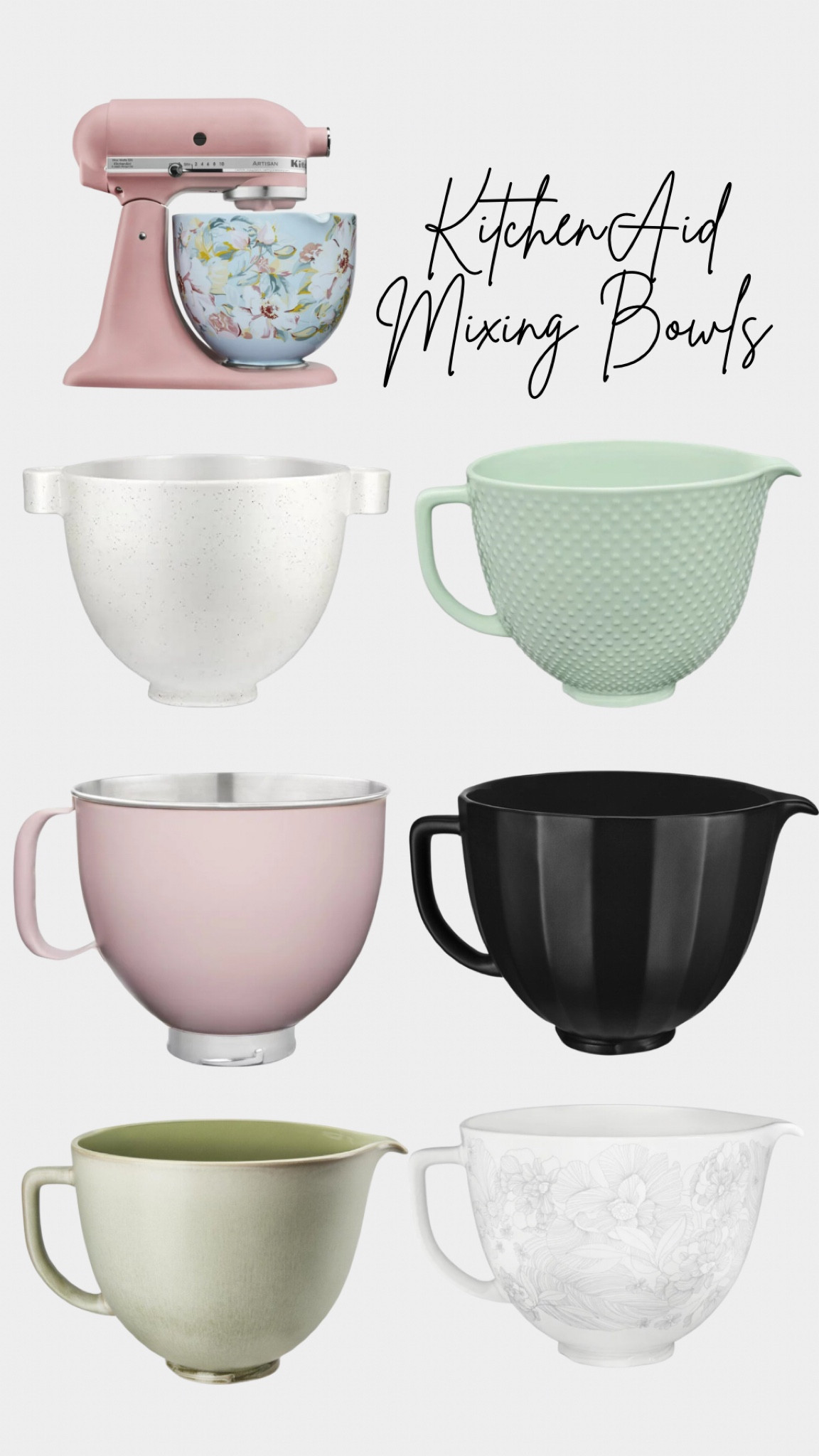 Did you know there were so many cute bowl options for your KitchenAid mixer? I just discovered all these cuties on Walmart! 😍 I’ve linked them all plus a couple more options! If you click the link to the mixer it will give multiple color choices.  #walmartpartner #WalmartMustHaves @Walmart 