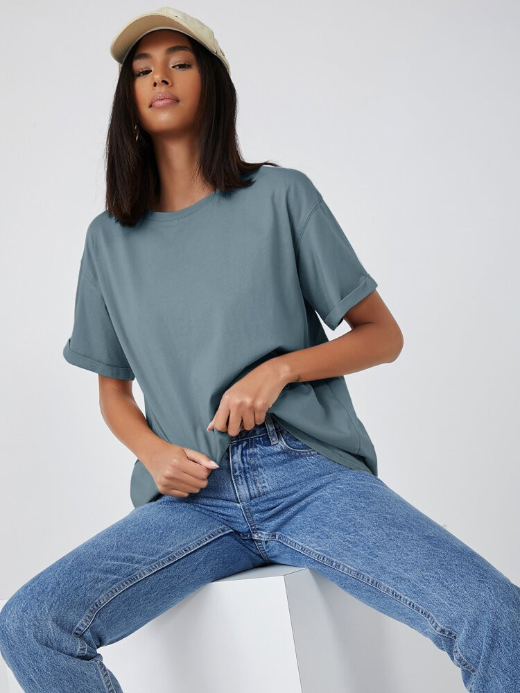 SHEIN Drop Shoulder Oversized Longline Tee | SHEIN