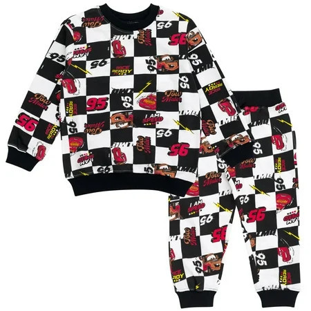 Disney Cars Lightning McQueen Tow Mater French Terry Sweatshirt and Jogger Pants Outfit Set Toddler to Big Kid | Walmart (US)