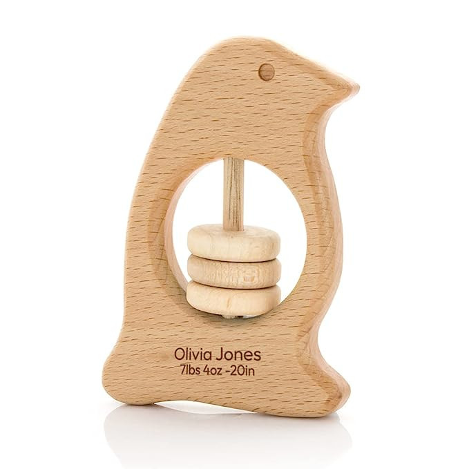 Personalized Wooden Baby Rattle Teether Gift with Baby Name Engraved – A Perfect Keepsake - Inf... | Amazon (US)