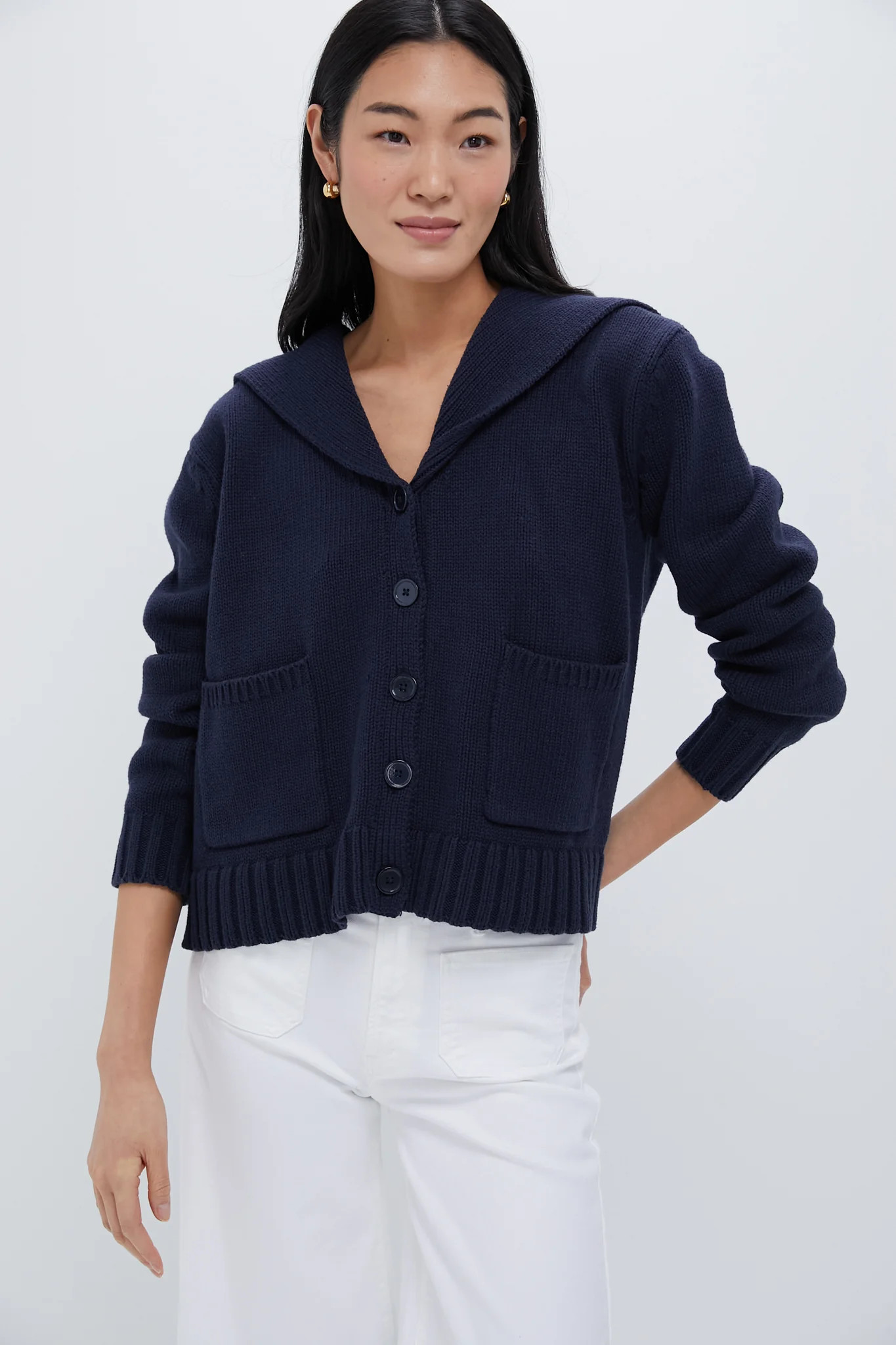 Navy Jenna Cape Cardigan | Tuckernuck (US)