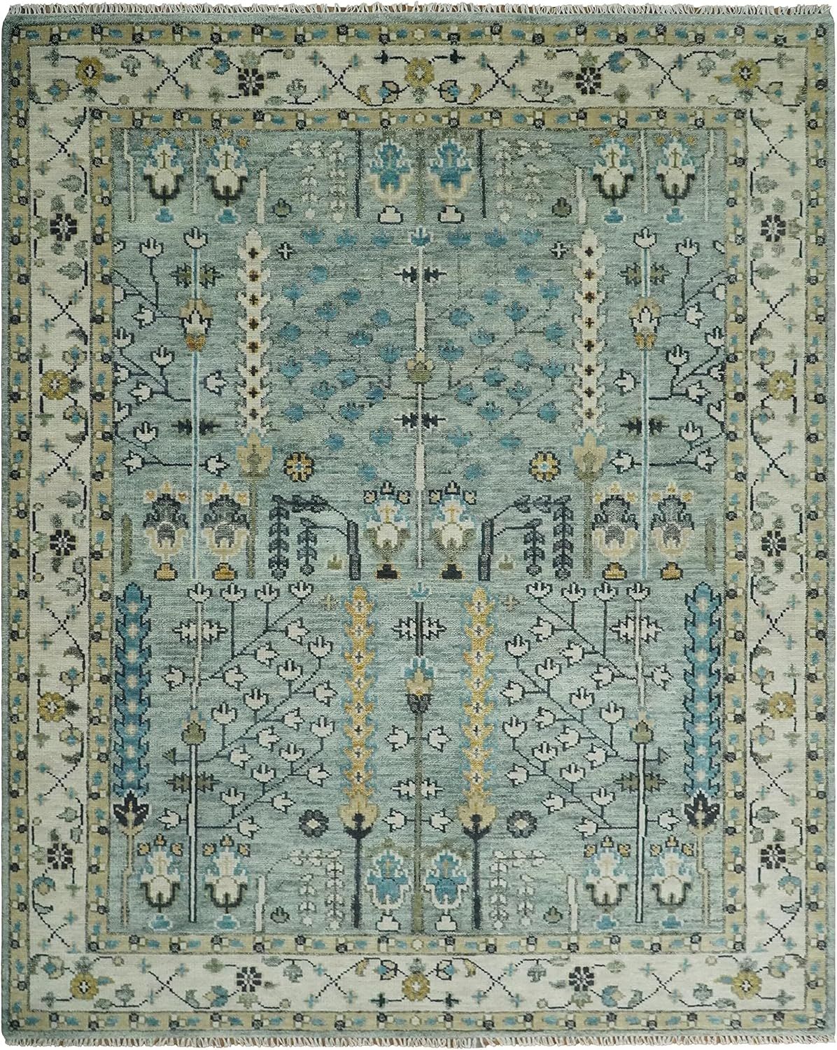 Artisan's Arc Traditional Blue and Ivory Hand Knotted Vintage Wool Area Rug | CP563 (4x6) | Amazon (US)