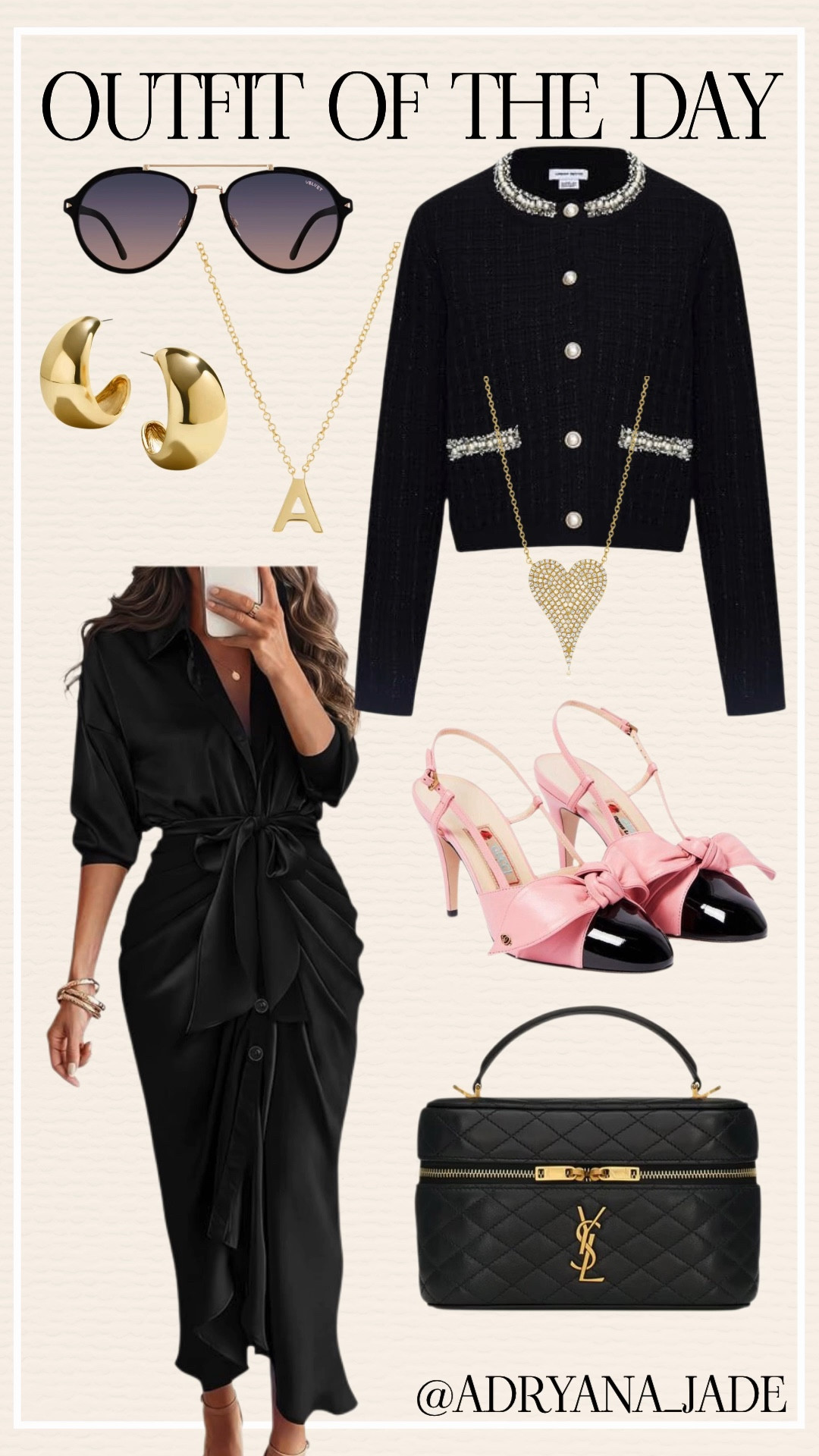 Gucci meets Amazon 💗

Built this entire look around the most gorgeous pink Gucci slingbacks - soft leather with that perfect patent cap toe.
From there…I mixed it down. A black satin dress (Amazon find 👏🏼), super flattering with ruching and the sweetest bow detail.

Finished it off with a Chanel-inspired cardigan and a YSL vanity bag for that final polished touch.

Proof you don’t have to spend everywhere to look put together - it’s all in how you mix it. 

🛍 Linking everything I can in LTK

#over50fashion #styleover50 #over50style #over50andfabulous #fashionover50
