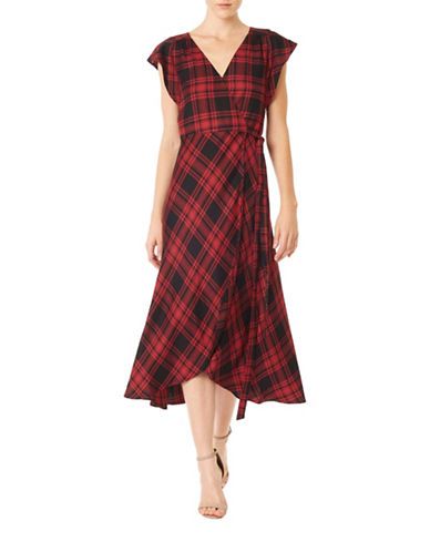 cassedei check wrap dress | Lord & Taylor