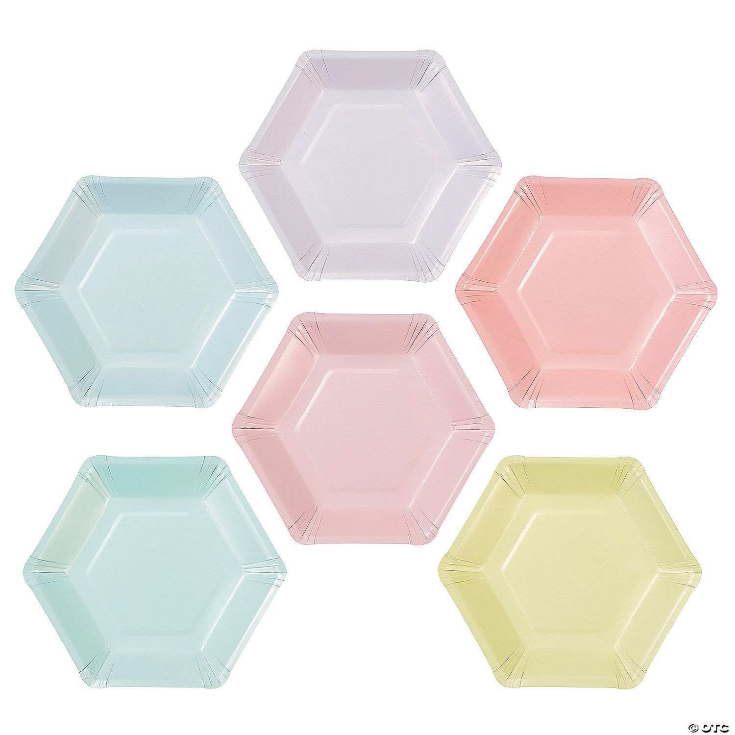 Pastel Color Hexagonal Paper Dessert Plates - 12 Ct. | Oriental Trading Company