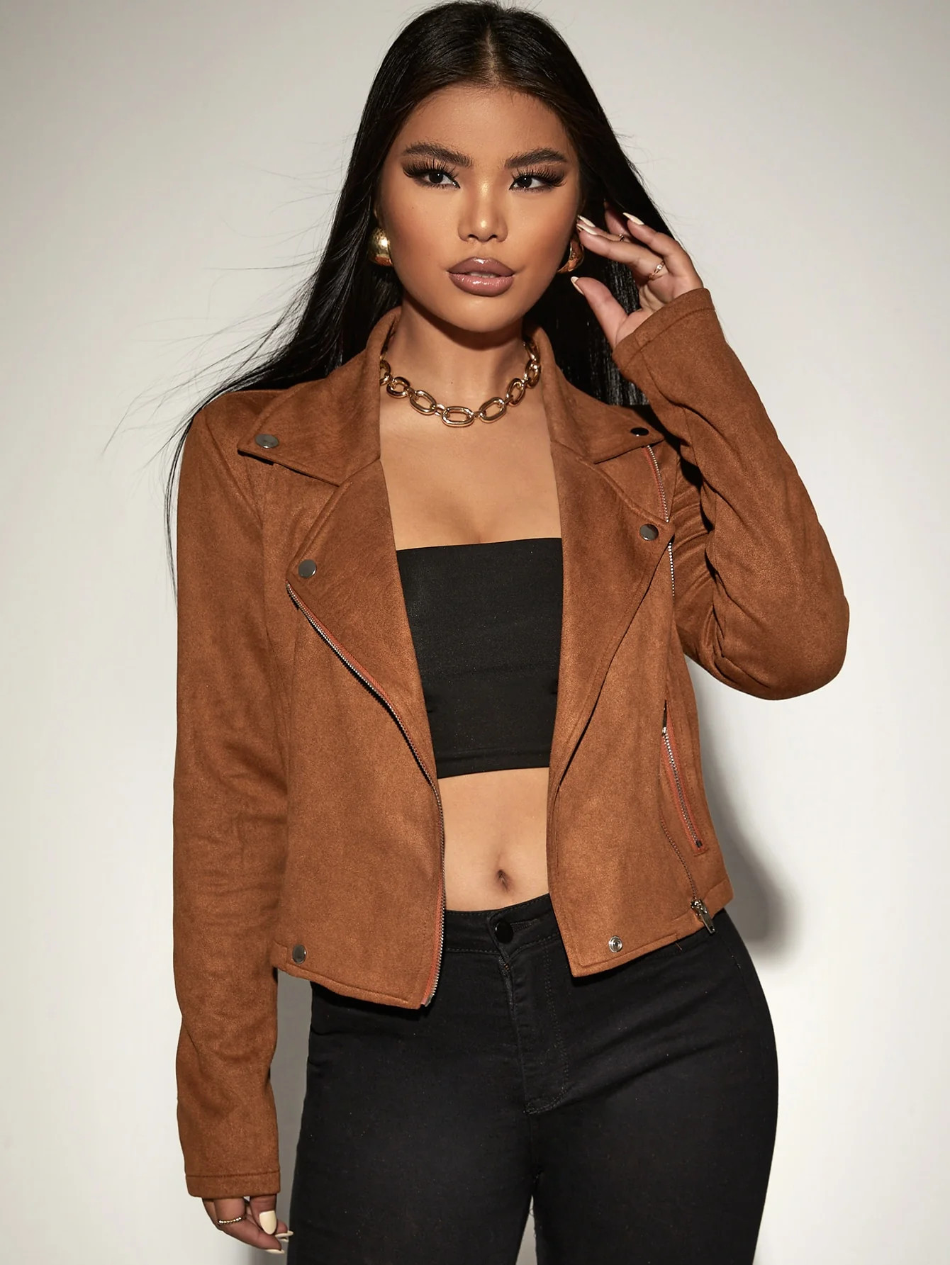 Notch Neck Suede Moto Jacket | 1Sansome