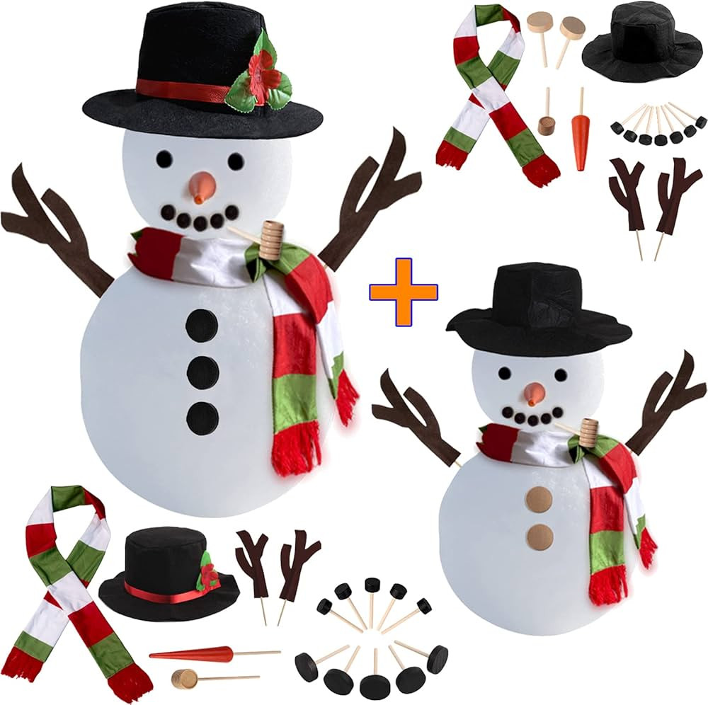 Snowman Kit, 2Pack Christmas Snowman Decorating Making Kit Outdoor Fun Christmas Winter Holiday P... | Amazon (US)
