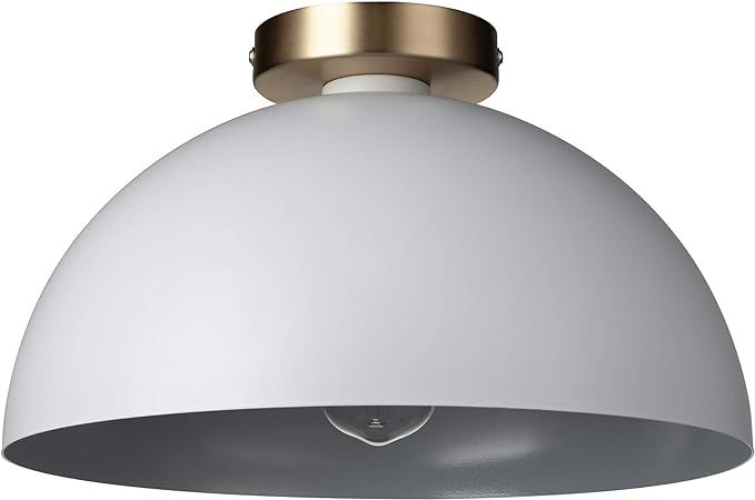 Amazon Brand – Rivet Single-Light Flush-Mount Ceiling Light with Metal Shade, 7"H, White and Br... | Amazon (US)
