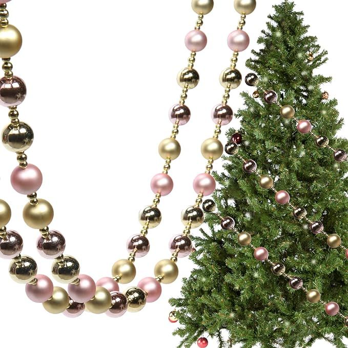 6 Ft Christmas Tree Garland, 2 Pack Christmas Garland with 68 pcs Balls Ornaments Beaded Garland ... | Amazon (US)
