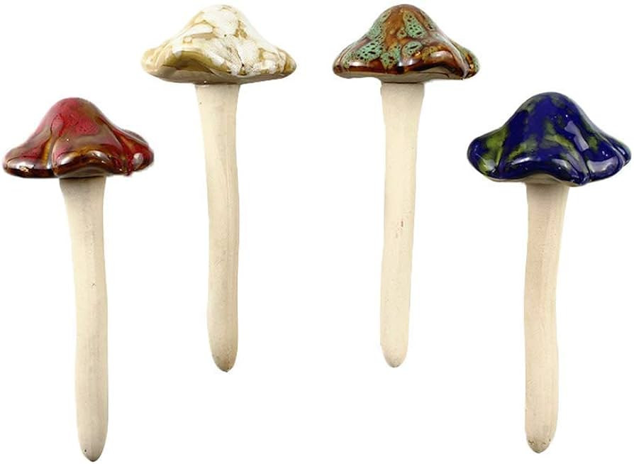 Danmu Garden Decor, 4pcs (Random Color) Ceramic Mushroom for Garden, Yard, Fairy Garden - Lawn Or... | Amazon (US)