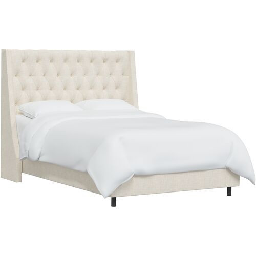 Allie Tufted Wingback Bed - Handcrafted - Beige, Mattress, Box Spring Required | Upholstered bed, Tufted Bed | One Kings Lane
