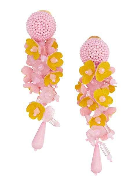 Bouquet 14K Goldtone, Silk Canvas & Acrylic Bead Earrings | Saks Fifth Avenue