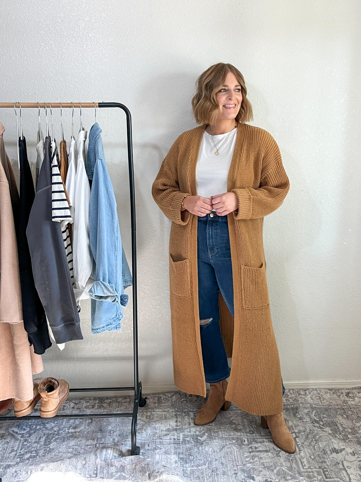 Style a duster cardigan for Fall🍂 30% off!

Cardigan M (runs oversized) 
Jeans from Express (not online) 
Tee XL 

#LTKmidsize #LTKsalealert