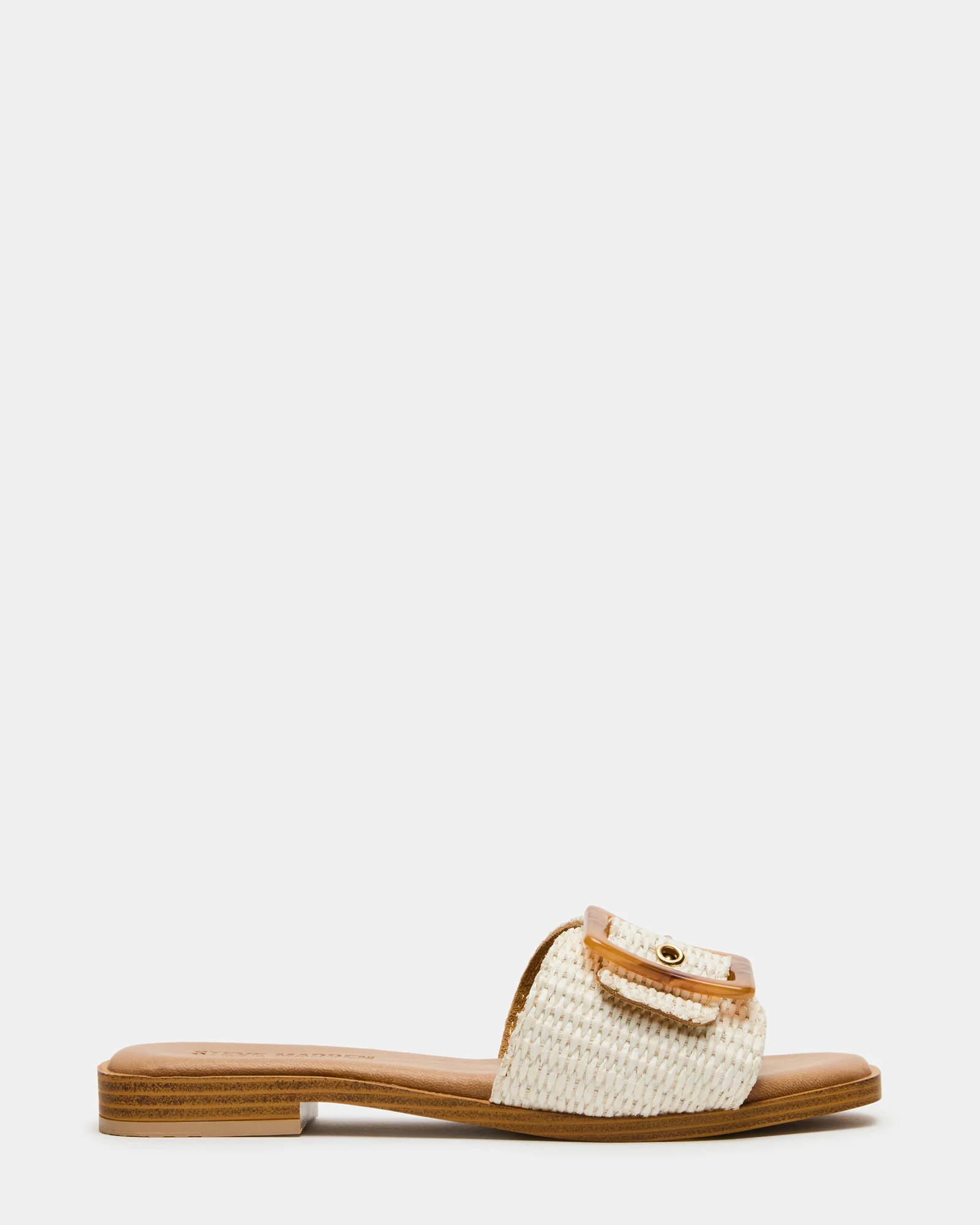 HAPP Bone Square-Toe Raffia Slide Women's Sandal | Steve Madden (US)