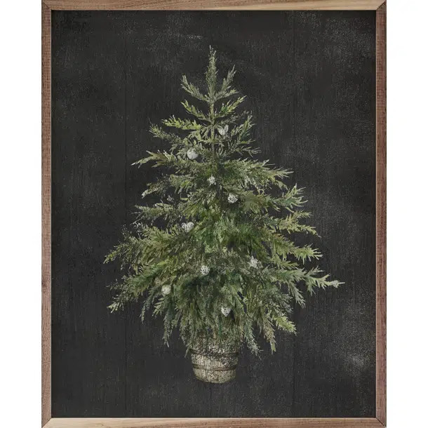 Christmas Tree Black Framed On Wood Textual Art | Wayfair North America