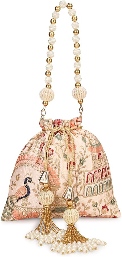 LONGING TO BUY Indian Ethnic Pearls & Sequence Potli Bag for Women, Wedding Potli Bag and For Eth... | Amazon (US)