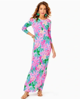NWT LILLY PULITZER SIZE LARGE MORGANN MAXI DRESS *TIGERS LAIR* MULTI | eBay US