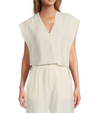 Antonio Melani x M.G. Style Nat V-Neck Fringe Back Coordinating Blouse | Dillard's | Dillard's