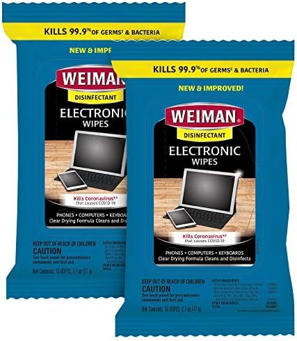 Weiman Electronic Disinfecting Wipes- 2 Pack - Safely Clean Your Laptop, Computer, TV, Screen Equ... | Amazon (US)