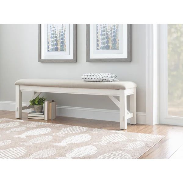 Gigi 60" Solid Wood and Upholstered Farmhouse Dining Bench | Wayfair North America