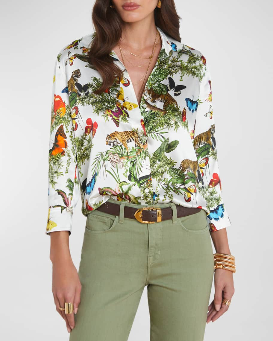 L'Agence Dani Jungle Printed Silk Blouse | Neiman Marcus