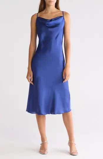 bebe Satin Cowl Neck Midi Dress in Royal at Nordstrom Rack, Size Large | Nordstrom Rack