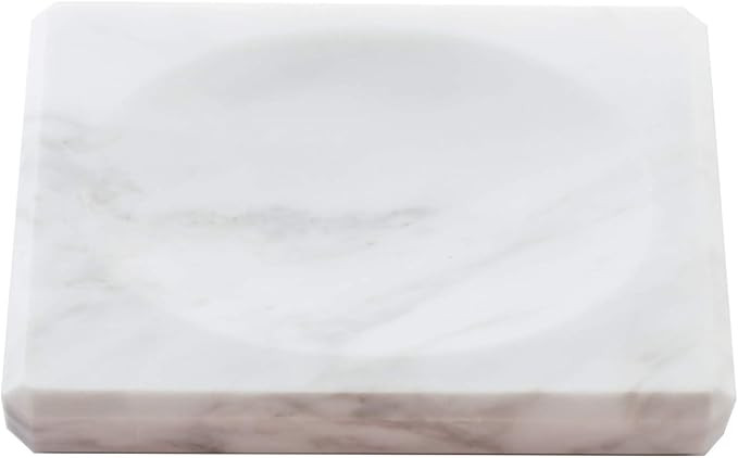 White Soap Dish Tray Marble Soap Holder Trinket Plate for Bathroom Sink Kitchen Countertop Bedroo... | Amazon (US)