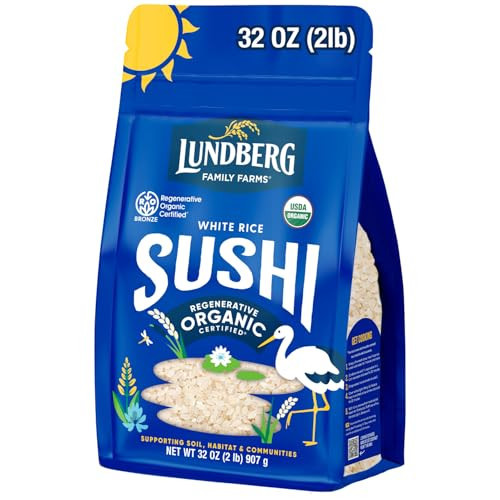 Lundberg Sushi Rice, Sticky White Japanese-Style Short Grains, Regenerative Organic Certified, 32 Oz | Amazon (US)