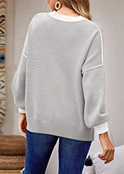 ETCYY Oversized Sweaters for Women Fall 2022 Trendy Crewneck Batwing Long Sleeve Knit Tops Side S... | Amazon (US)