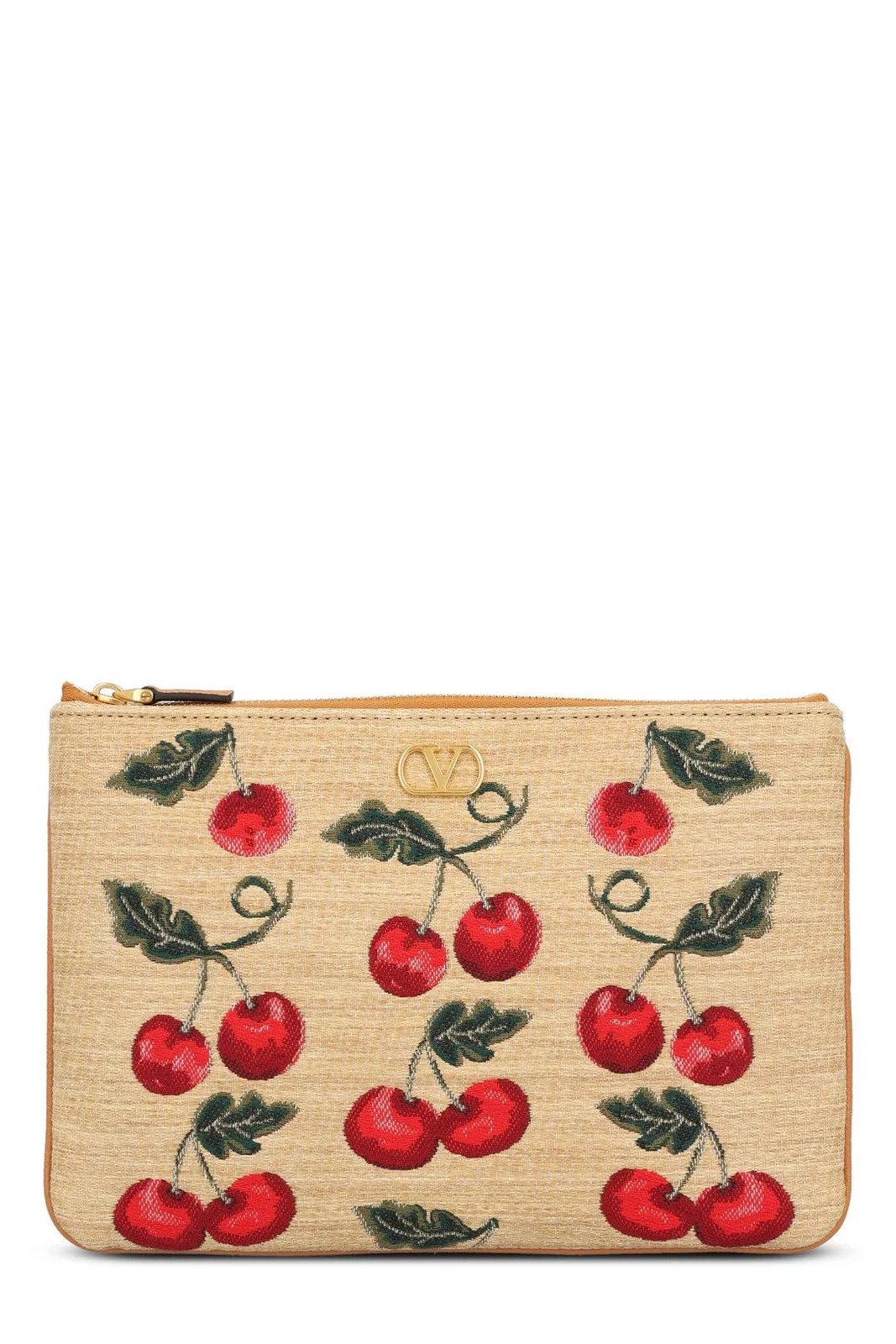 Valentino VLogo Signature Cherryfic-Printed Zip-Up Clutch Bag | Cettire Global