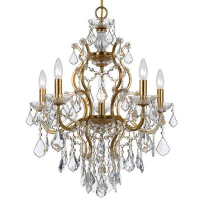 Crystorama  Filmore 6-Light Antique Gold Transitional Crystal Chandelier | Lowe's