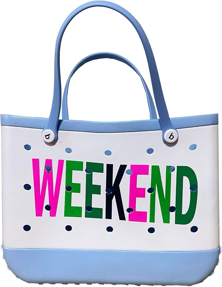 Rubber Beach Bag Waterproof EVA Portable Handbag Travel Bags with Holes Tote Bag for Beach Outdoo... | Amazon (US)