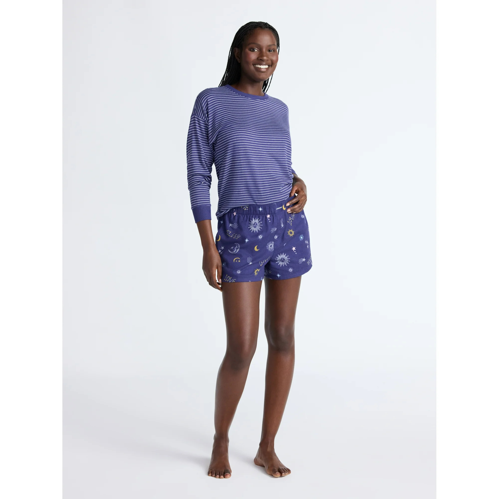 Joyspun Women's Flannel Pajama Boxer Shorts, 3'' Inseam, Sizes XS-3X | Walmart (US)