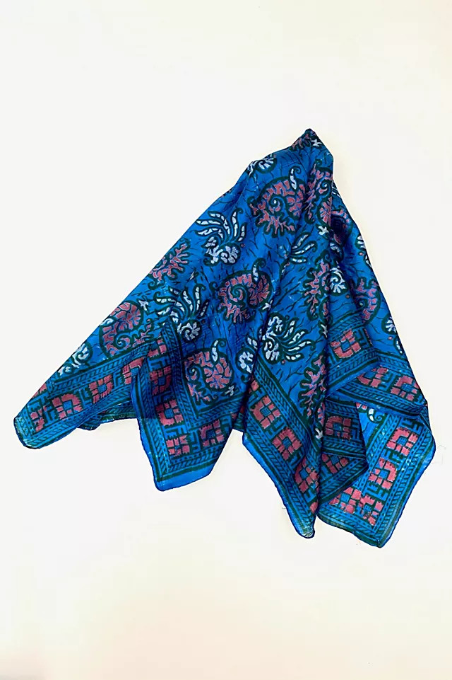 Vintage 1970s Old-Stock Sea Motif Block Print Scarf Selected By BusyLady Baca & The Goods | Free People (Global - UK&FR Excluded)