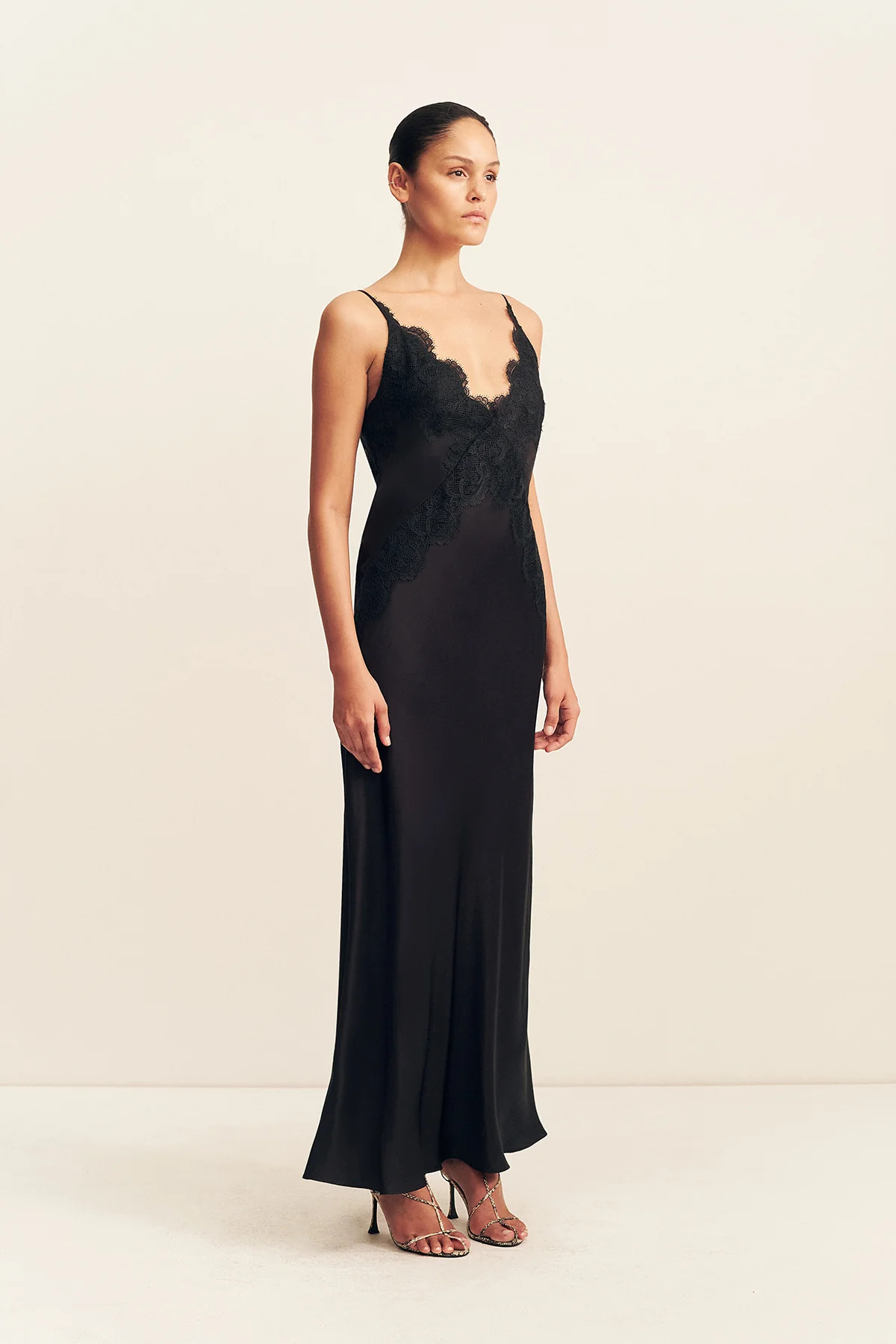 Simona Lace Slip Maxi Dress | Black | Dresses | Shona Joy | Shona Joy