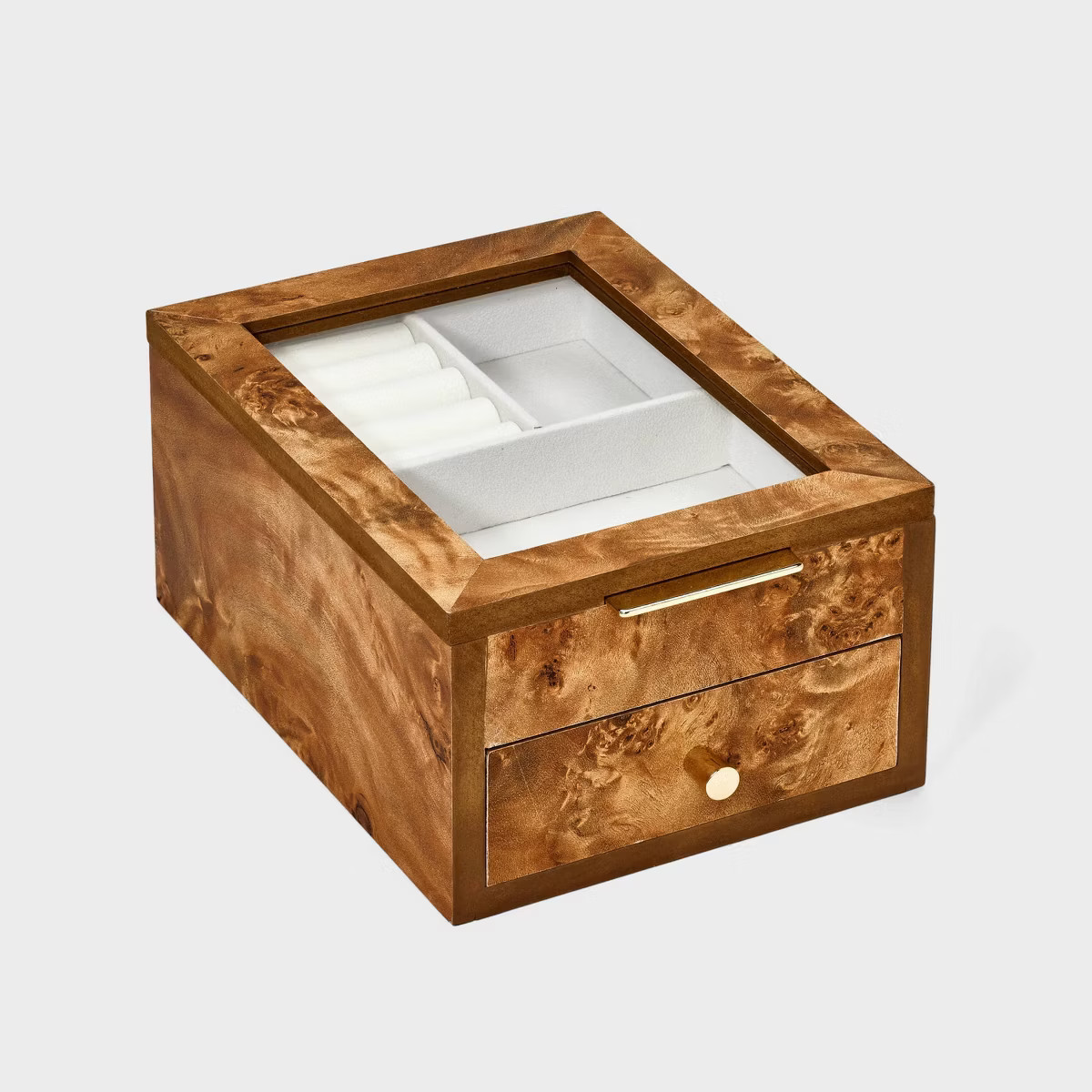 Small Burlwood Veneer Jewelry Organizer Box - A New Day™ Brown | Target